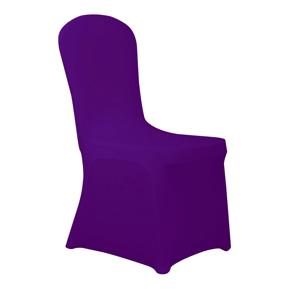 Purple 100 шт растягивающиеся крытые чехлы на стулья для свадьбы/вечерние универсальные банкетные гостиничные украшения - Цвет: Purple