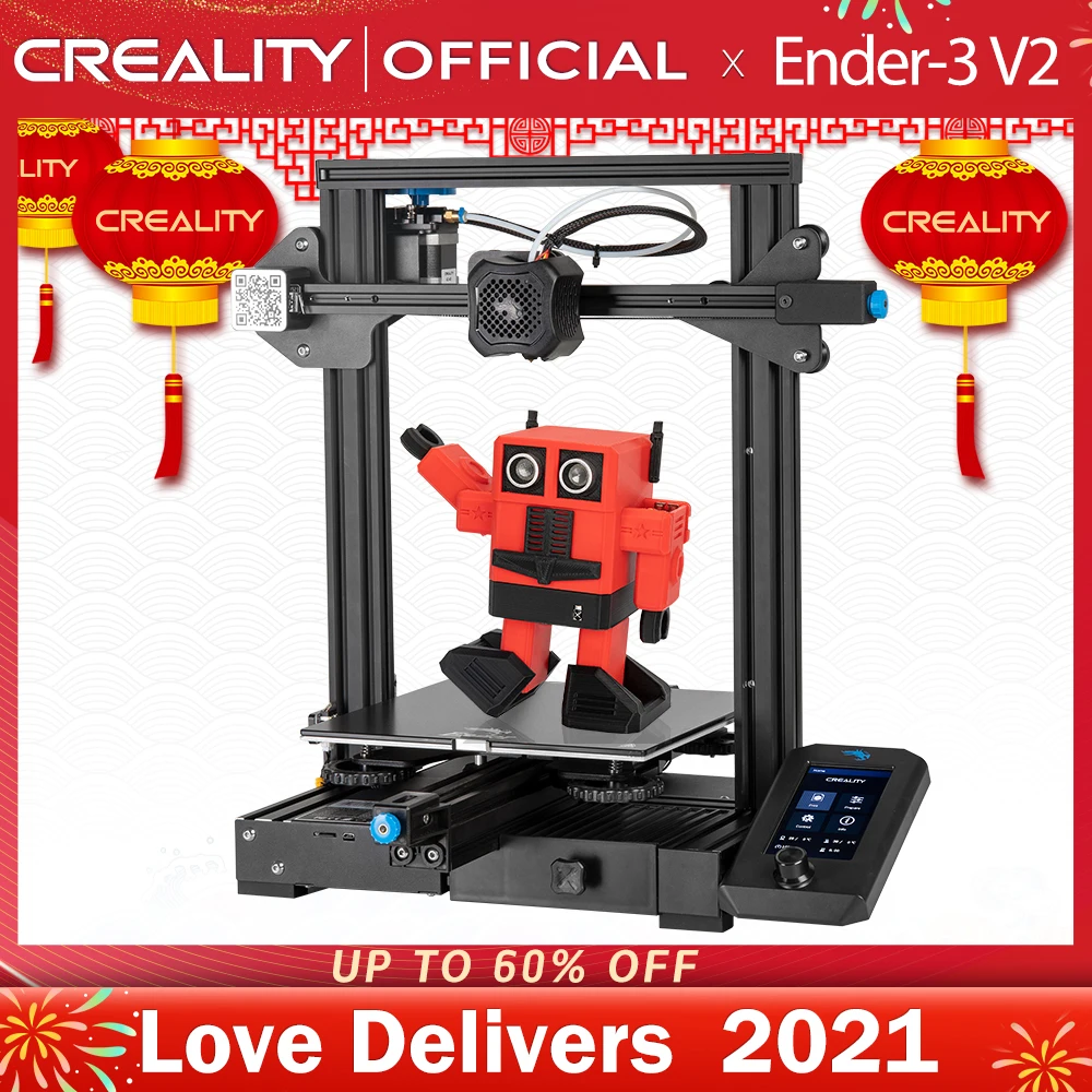 US $265.27 CREALITY 3D Ender3 V2 Mainboard With Silent TMC2208 Stepper Drivers New UI 43 Inch Color LCD Carborundum Glass Bed Printer