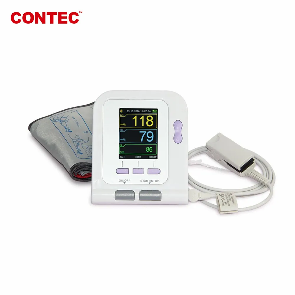 CONTEC 08A Digital Upper Arm Blood Pressure/Oxygen Monitor+Adult BP cuff+SpO2 Probe Sphygmomanometer Saturation