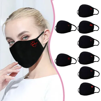 

black FaceMasks Man And Women cotton mask Printing Washable Reuse mask for face mouth Elastic Earloop Breathable mascarillad