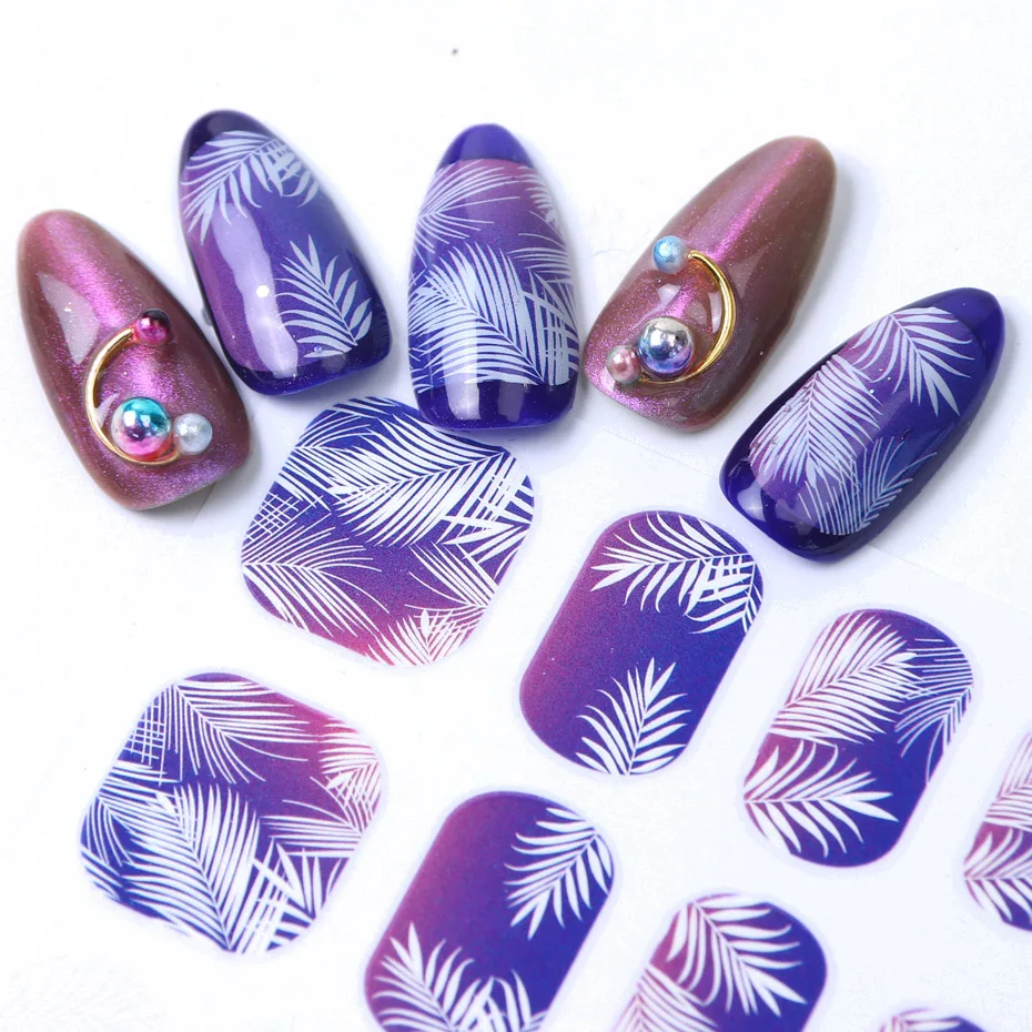 10 шт смешанный дизайн наклейки для ногтей набор лист цветы красочные 3D клей для накладных ногтей наклейки сексуальные буквы ползунки маникюр декор JICA