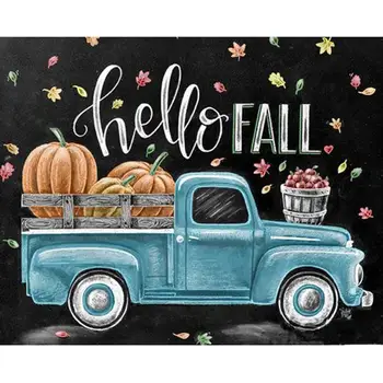 

5D DIY Full Square Diamond Painting Cross Stitch Cartoon pumpkin car 3D Diamond Embroidery Rhinestone Mosaic scenery Home Decor