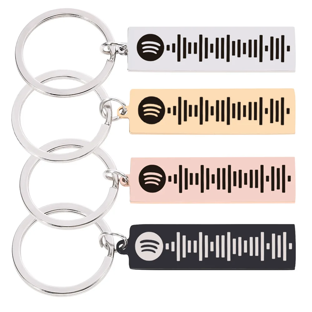 DIY Custom Music Scan Code Spotify Keychain Personalized Engraving Stainless Steel Engraved Song  Keyring Jewelry Gifts personalized music spotify code cassette keychain square stainless steel laser engraved key chain custom gifts for boyfriend