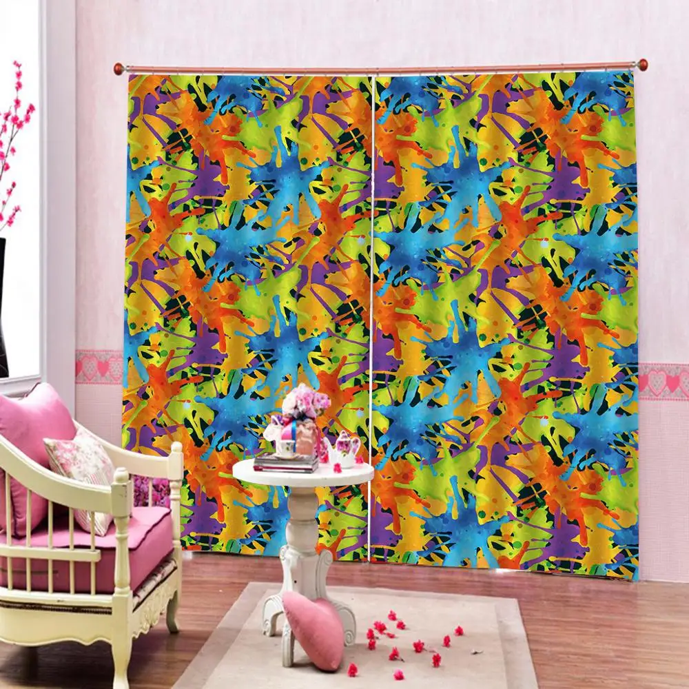 Custom any size Colorful Graffiti Curtain Oil Painting For Living room bedroom Print home Drapes | Дом и сад