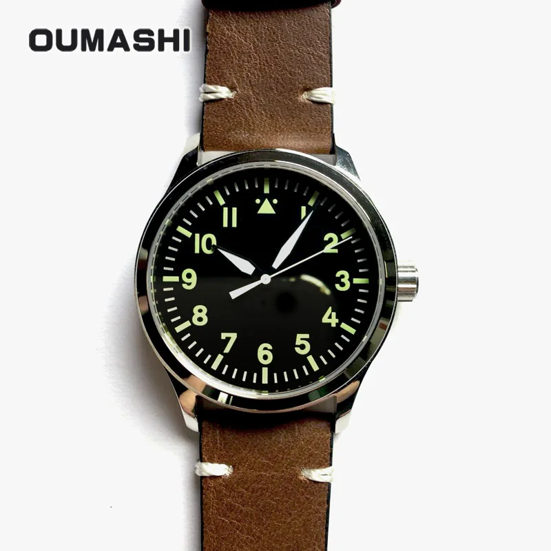 OMS-4201-2 OUMASHI 42 мм часы для мужчин Автоматический пилот Военная униформа Стиль сапфировое стекло световой водонепроницаемый Чайка механические - Цвет: OMS-4201-2