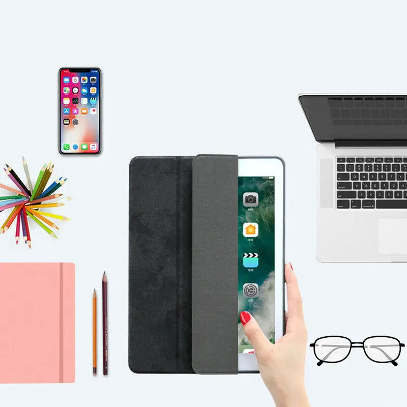 For iPad 10.2 7th Gen Case with Pencil Holder Shockproof PU Leather Flip Stand Smart Cover A2200 A2198 A2232