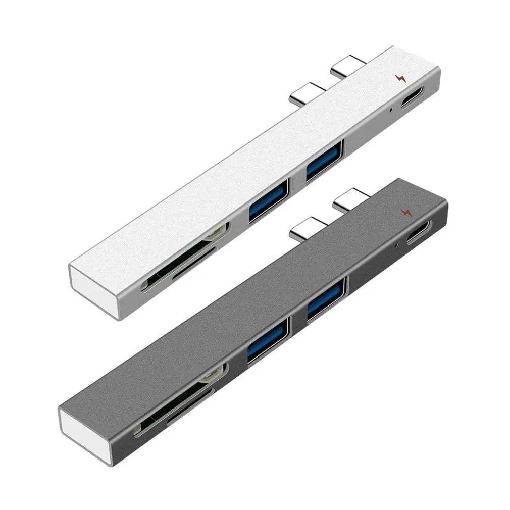 Многопортовый концентратор, двойной USB-C, кардридер, USB C, концентратор, двойной тип C, адаптер, док-станция с USB PD зарядным устройством, SD/TF слот