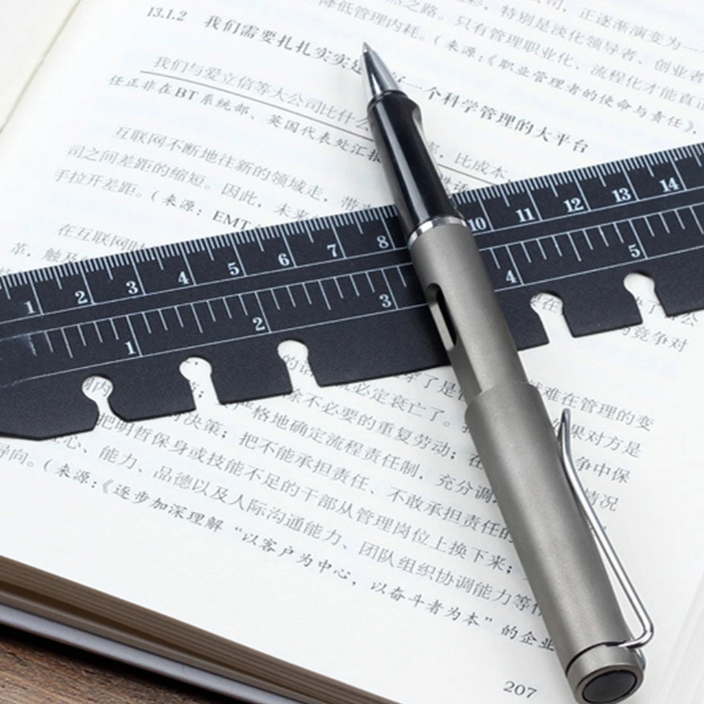 

2Pcs Black/Clear Plastic Page Marker Pouch Pagefinder Measuring Ruler for A5/A6 Size 6-Hole Binder Notebook for Students