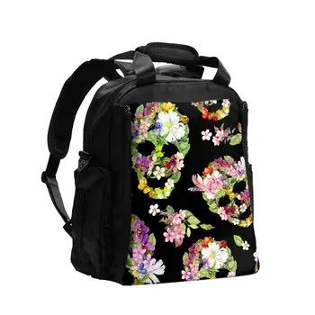 

Diaper Bag Floral Skulls With Flowers Dia De Los Muertos Baby Nappy Organizer Bag Maternity Bag for Baby Care for Mom