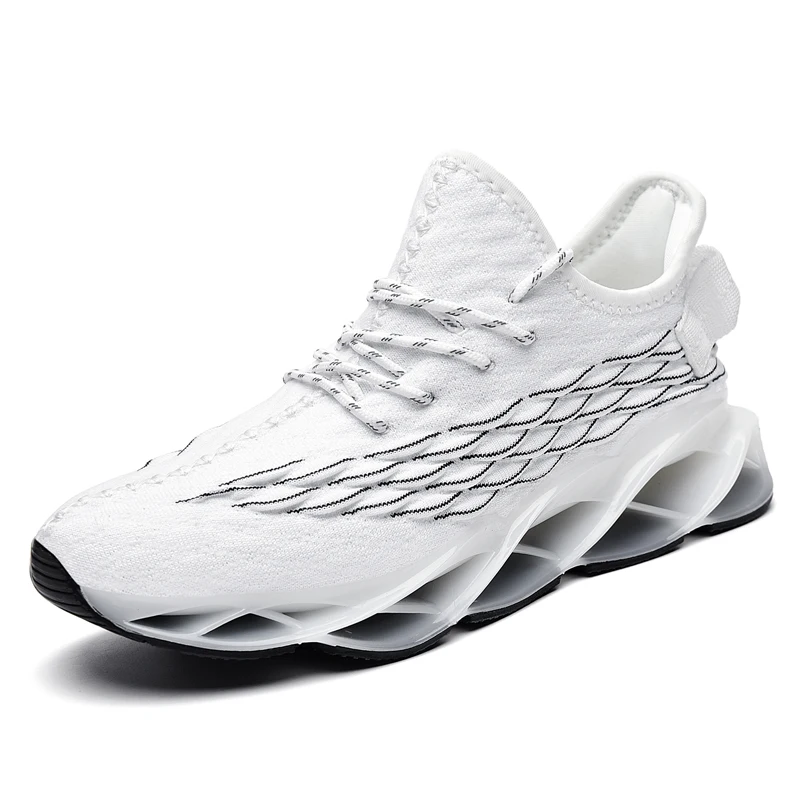 JINBAOKE Blade Running Shoes For Men Breathable Mesh Sneakers Non-Slip Cushioning Sole Athletic Sport Shoes Training Zapatills - Цвет: 2936White