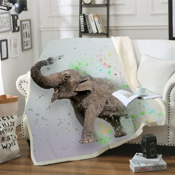 Indian Elephants Animals Plush Throw Blanket Super Soft Fleece Sherpa Blanket Microfiber 3D Print Warm Blanket Kids Bedding - Цвет: Elephants-6