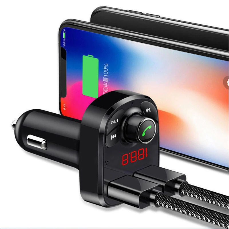 2 USB Автомобильное зарядное устройство комплект Handsfree FM передатчик Aux модулятор
