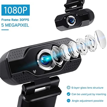 

1080P Full HD Webcam Computer Network Live Camera Desktop USB Web Camera with Microphone for Laptop PC Computer Video Accessory