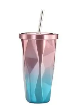Необычная двухслойная 304 нержавеющая сталь соломенная чашка, чашка для воды, чашка для льда, кофейная чашка - Цвет: as shown