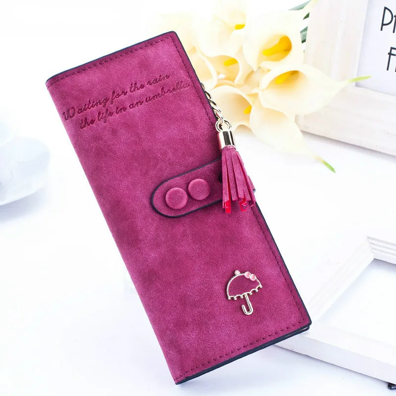 

Luxury Brand Wallets for Women Designer Long Hasp Clutch Leather Tassel Zipper Purse with Umbrella Card Holder Coin Money Bag
