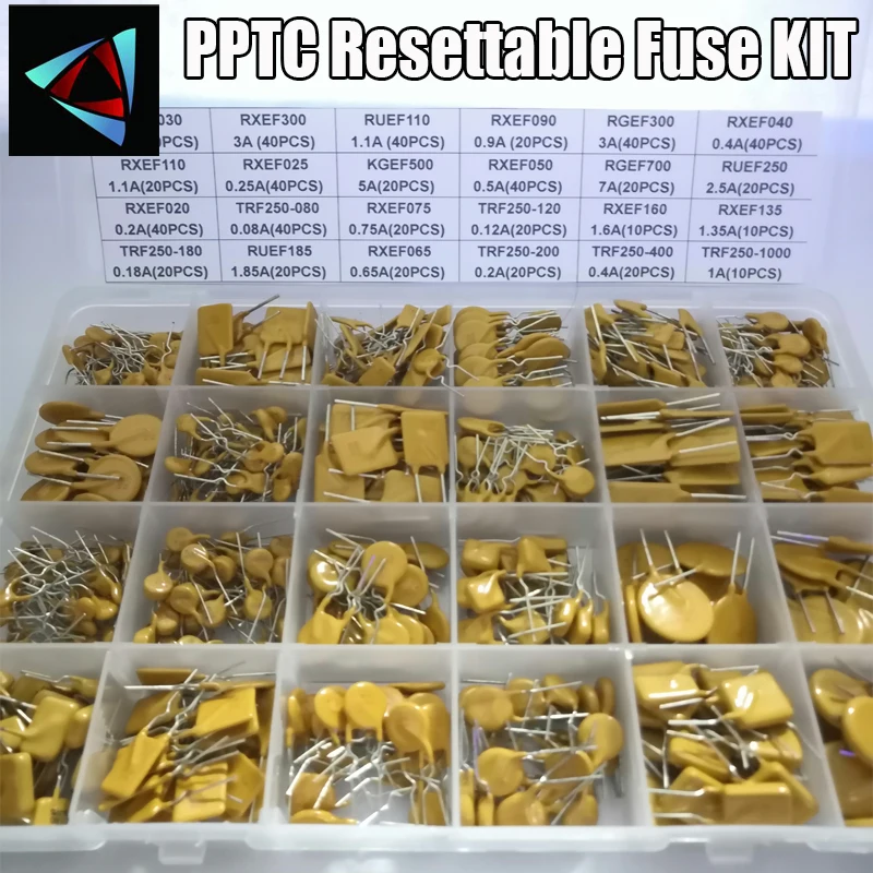 610PCS 24values Self-Recovery Fuse Assorted PPTC KIT 0.05A 0.1A 0.2A 0.25A 0.3A 0.4A 0.5A 0.75A 0.9A 1.1A 1.35A 2A 2.5A 3.75A