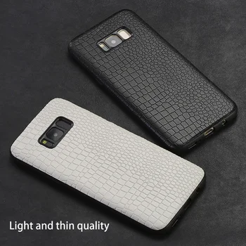

Genuine Leather Phone case For Samsung Galaxy S8 S9 Plus s7edge Crocodile texture Ultra slim cases For A30 A50 A70 a8 a9 2018