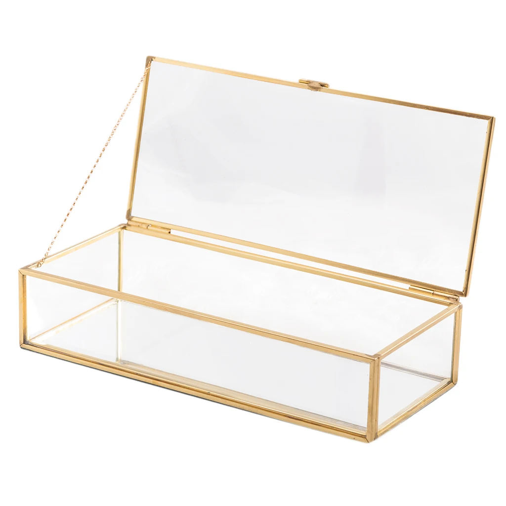 Nordic Vintage Trinket Glass Box Holder Modern Design Jewelry Organizer+lid