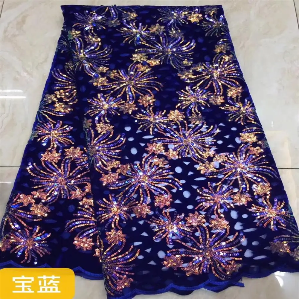 Nigerian Velvet Lace Fabric High Quality African With Sequins French For | Дом и сад