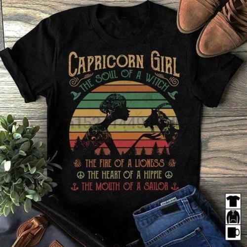 Хлопковая мужская футболка Capricorn Girl The Soul Of A Witch Fire Lioness |
