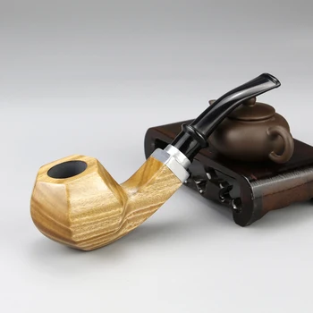 

High Quality Smoking Pipe 9mm Filter Green Sandal Wood Pipe 10 tools free Hexagon Bowl Tobacco Pipe Wooden Smoke Pipe