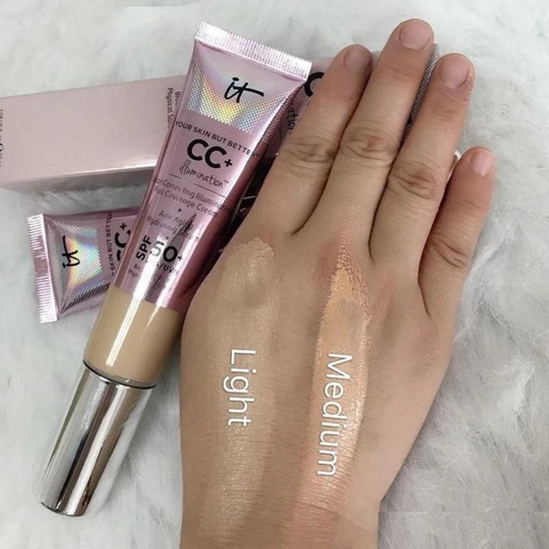 Консилер Для Лица it cosmetics CC+ кремовое освещение SPF 50 полное покрытие средний или легкий корректор пятен Косметика для макияжа