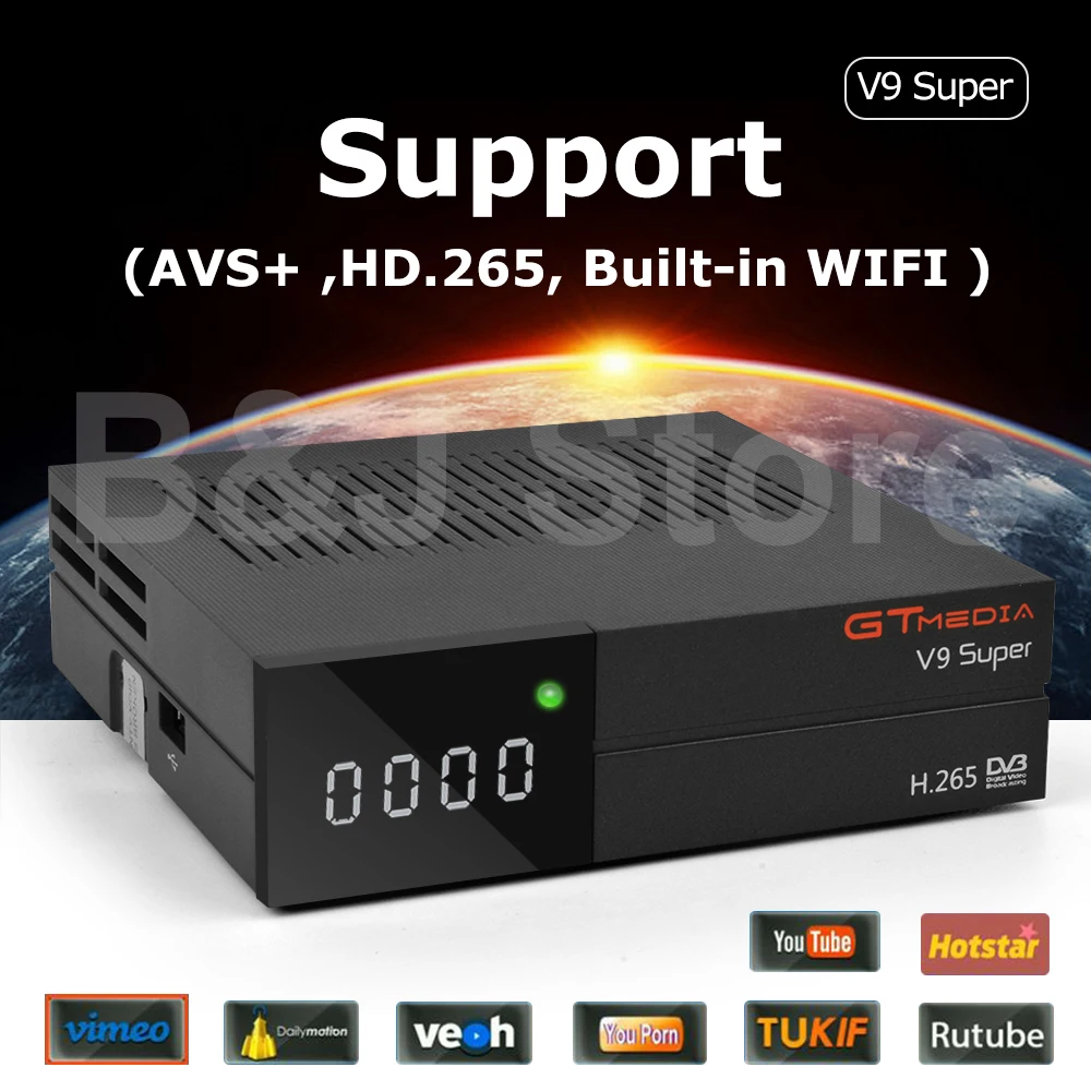 Бесплатный спутниковый ресивер Sat V9 Super H265 DVB-S2, встроенный wifi приемник+ 7 линий на 1 год, Испания, Европа, PK Freesat V8 Nova