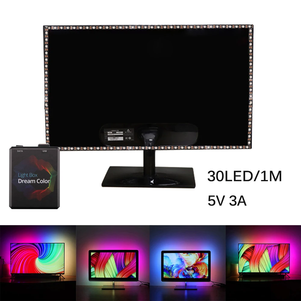 5050 RGB USB Светодиодная лента HD tv монитор Настольный ПК экран тыловая подсветка Ambilight лента ленточная гирлянда 2 м~ 5 м