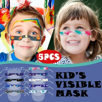 

5pc Children Kids Lip Mouth Language Visible Transparent Prints Tpu Face Mask Mascarilla Reutilizable Mondkapjes Mascherine
