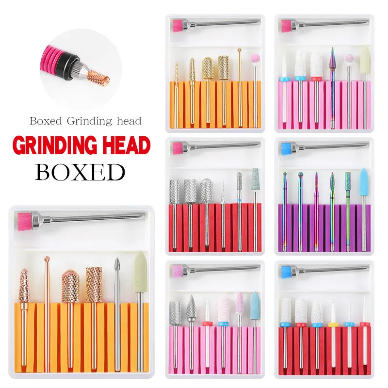 New Type of Manicure Ceramic Tungsten Steel Alloy Grinding Head 7PCS Set Special Polishing Tool for Grinder Nail Glass File
