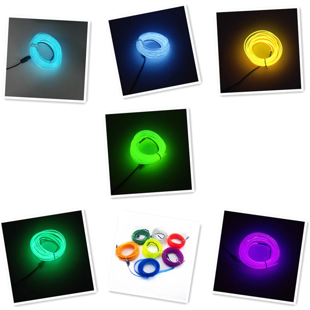 5m car interior accessories atmosphere lamp EL cold light line with USB DIY Decorative Dash board Console Door LED Ambient Light
