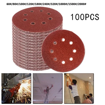 

100x 5\" 8 Hole 60-2000 Grit Sandpaper Disk Sanding Sander Adhesive Backing