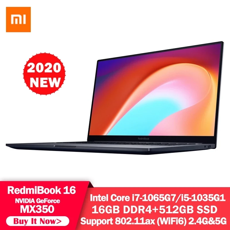 Ноутбук Xiaomi RedmiBook 16 Intel i7 1065G7 DDR4 512 Гб SSD Windows 10 ноутбук 1 дюйма MX350|Ноутбуки| |