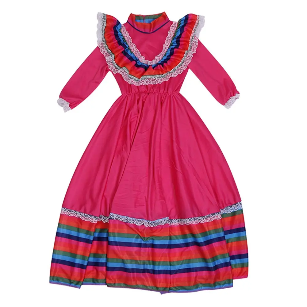 Traditional Mexican Girls Dress Jalisco Guadalajara Mexican Folk Dancer Costume Rose Red Girls Costumes Aliexpress