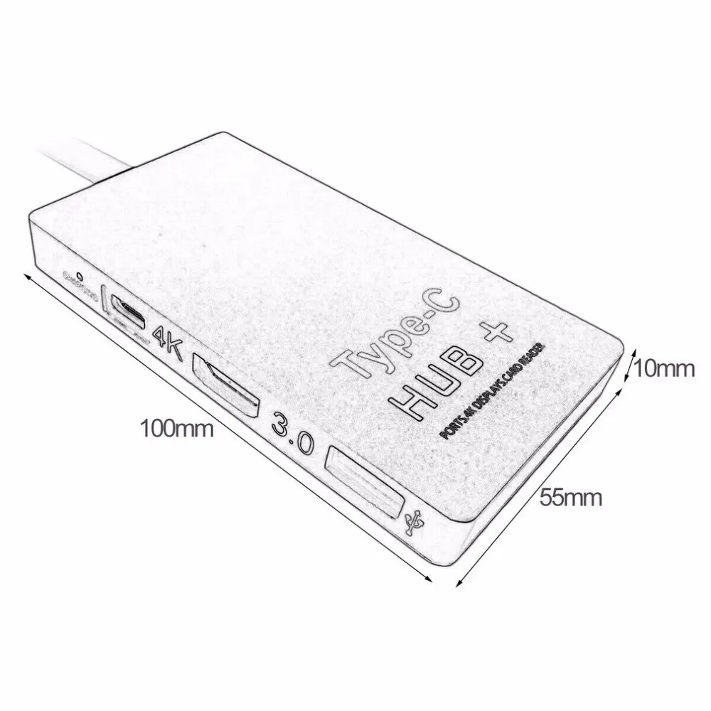 USB3.1 USB-C концентратор+ PD зарядка USB 3,0 концентратор зарядное устройство концентратор тип-c кардридер адаптер HD 4k HDMI конвертер