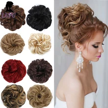 LUPU синтетические резинки для волос Кудрявые шиньон волосы булочка эластичная резинка Черный блонд термостойкие накладные шиньоны