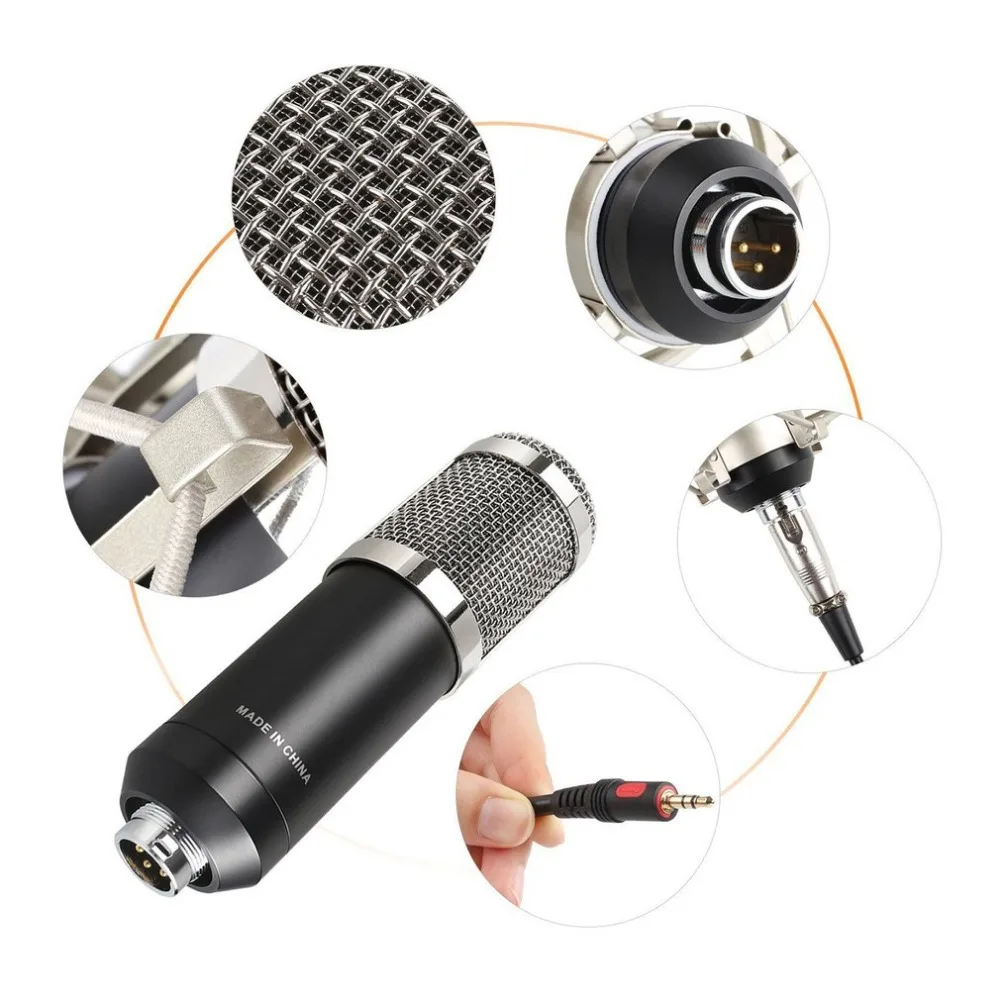Профессиональный BM800K аудио вокальный Студийный конденсаторный микрофон набор 3,5 мм проводной компьютерный микрофон для записи с подставкой