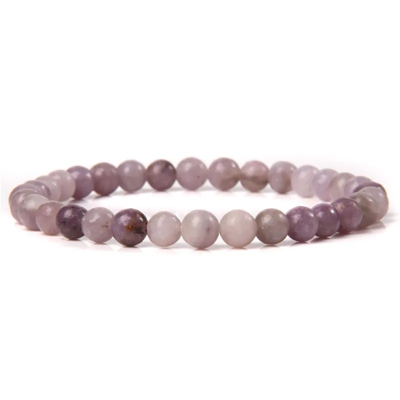 6MM Pink Quartzs Bead Stretch Bracelet Purple Natural Amethysts Stone Bracelets For Women Girl Healing Reiki Bangle Cute Jewelry 