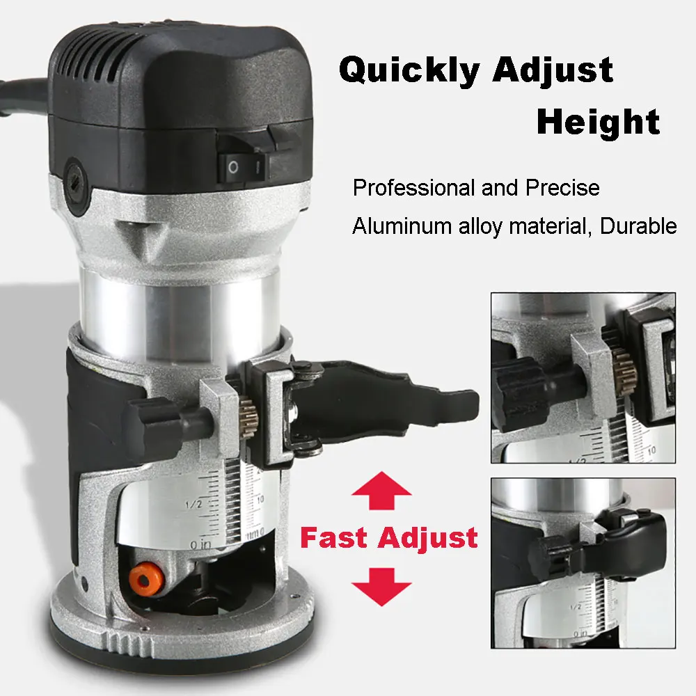 NEW 2000W Woodworking Engraving Slotting Trimming Hand Carving Machine 1/4 8 mm 6 Speeds Wood Electric Hand Trimmer Wood Router