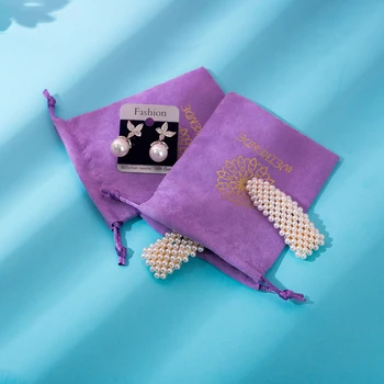 

50pcs Velvet Jewelry Gift Bags 7x9cm 9x12cm Can Print Logo Eyelashes Makeup Lipstick Drawstring Pouches For Halloween Christmas