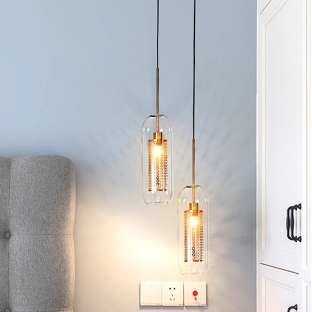 

Windawn Nordic Pendant Lights Glass Ceiling Lamp Iron Bedside Lamp Classics Simple Hotel Bedroom Living Room Office Ceiling Lamp