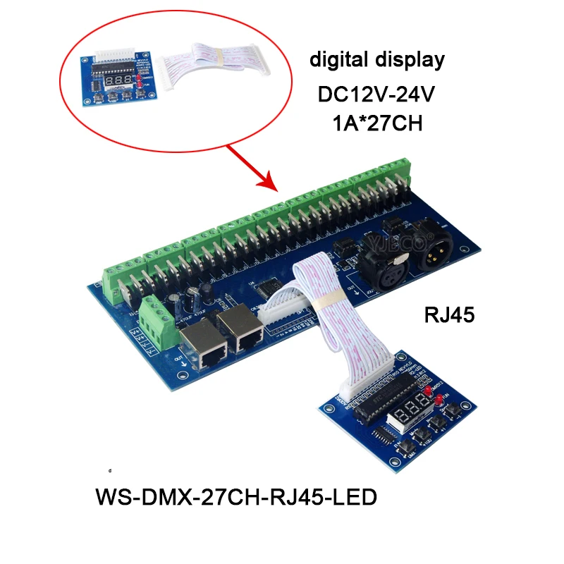 Фонарь 27 каналов серия декодера DMX512 с XRL 3P RJ45 27CH светодиодный RGB контроллер для