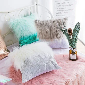 

Nordic Modern Cushion Cover Decoration Sofa Car Throw Pillows Plush Pillow Pillowcase Decor Stitching 45x45cm Covers Sequin Home