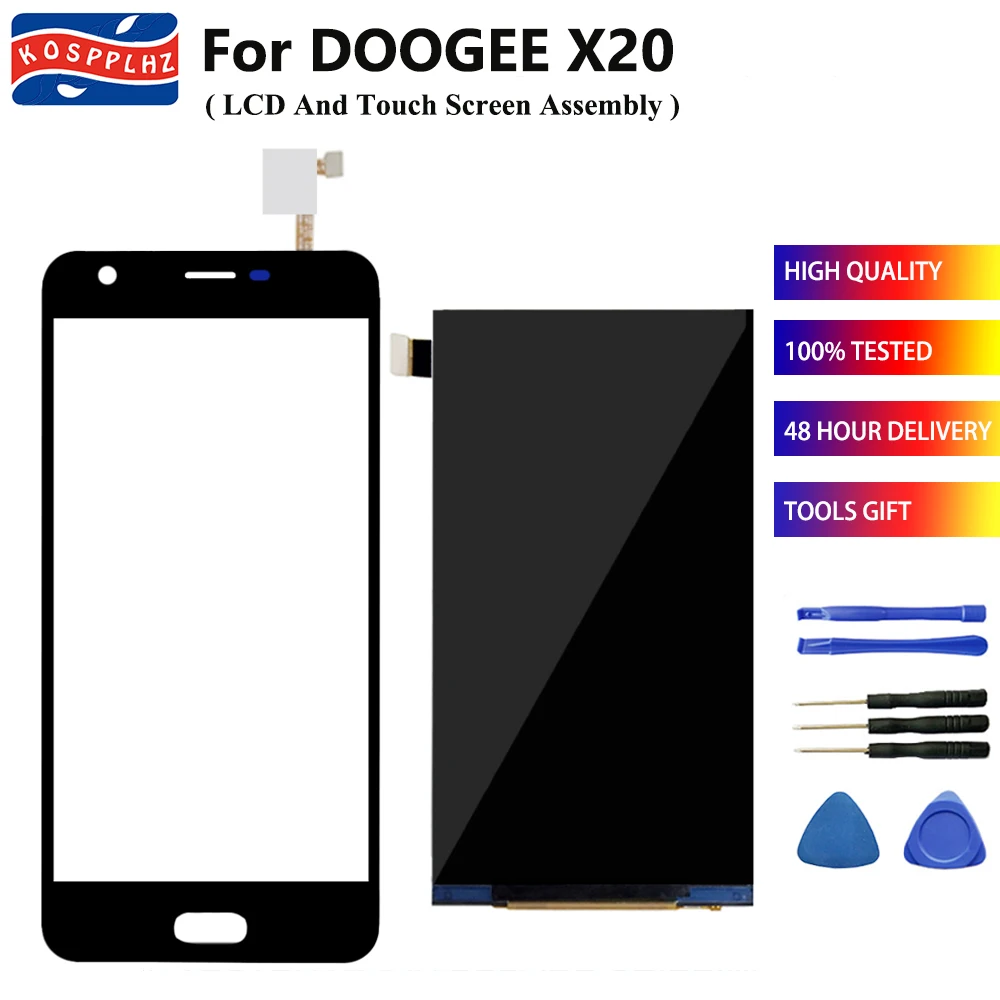 

KOSPPLHZ Original For DOOGEE X20 LCD Display With Touch Screen Sensor Digitizer 5.0 inch Replacement + Tools +Adhesive