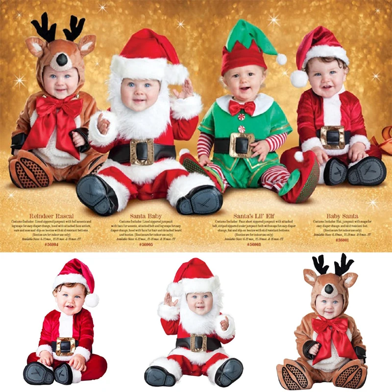  Baby Boys Girls Christmas Halloween Costume cartoon Santa Claus deer cosplay clothes winter clothin