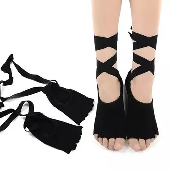 

Anti-slip Socks Elastic Band Socks Sports jian shen wa Women's Ballet Dancing Socks Backless Lace-up Socks