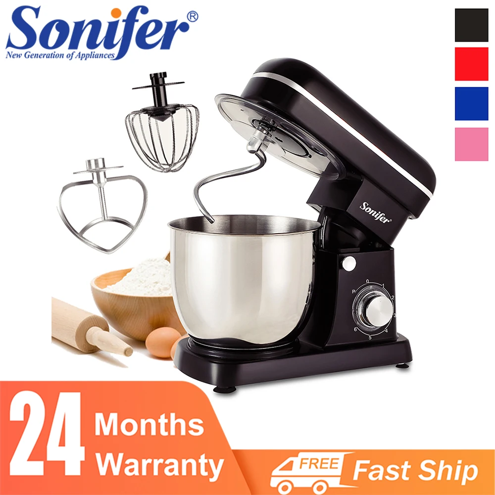 6 Speed Stand Mixer Kitchen Aid Food Blender Cream Whisk Cake Dough Mixers With Bowl Stainless Steel Chef Machine Charm Sonifer | Бытовая