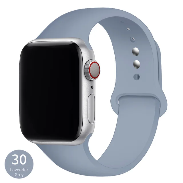 Silicone Strap For Apple Watch Band 42mm 45mm 38mm 44mm 40mm Smartwatch Rubber Sports Watchband Bracelet iWatch series 7 6se 5 4 Lavender ash