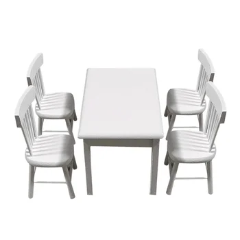 

5pcs of One Set Miniature Furniture Toys Simulation Furniture Wooden Square Dining Table Chair Model Role Play Toy Educational T