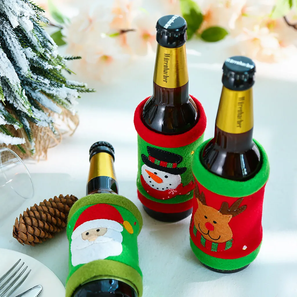 Cchristmas крышка бутылки вина машина вышитые бутылки вина набор принадлежности для украшения стола Copribottiglia Natale Wijnfles крышка